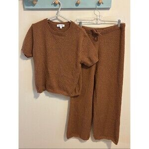 Sewn & seen Cozy Two-Piece Knit Set in Warm Brown size medium